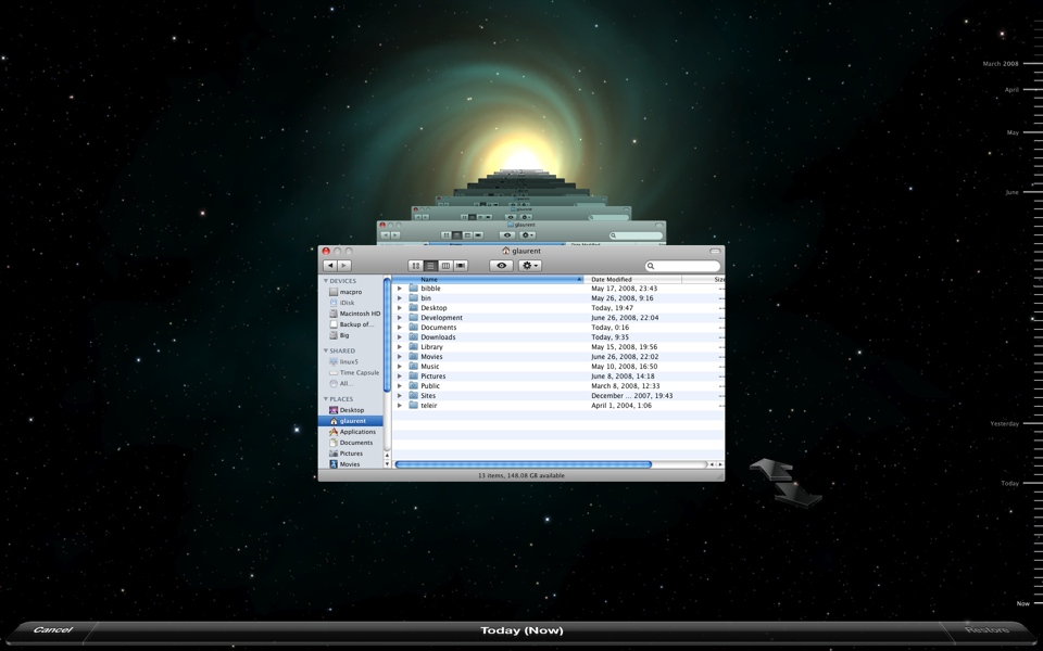 Time Machine on the Finder